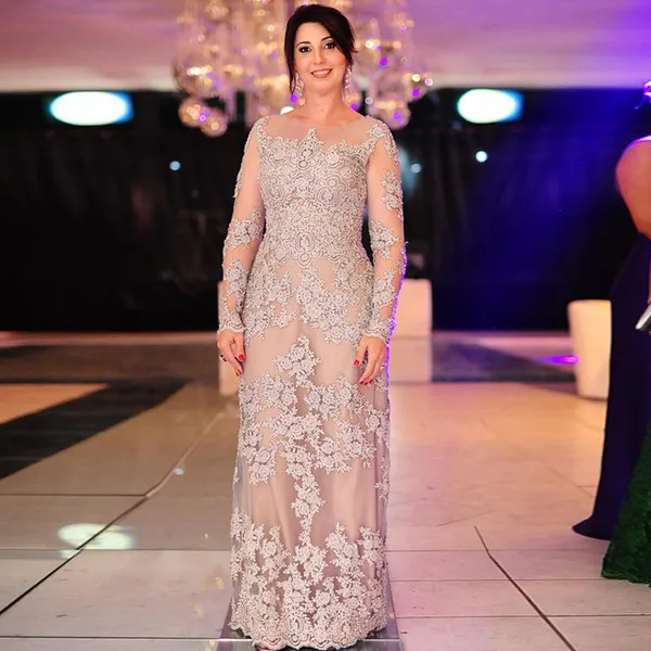 

Lace Mother of the Bride Groom Dresses 2019 Long Sleeves Formal Evening Gown Arabic Wedding Guest vestido madrinha longo Hottest