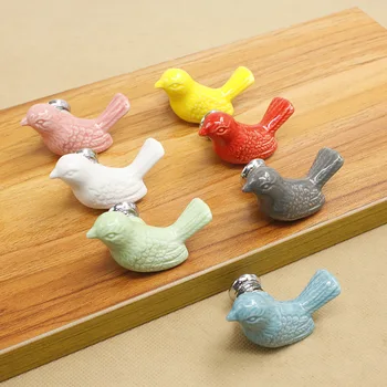 

10pcs Cartoon Pigeon Shaped Door Handle Colorful Kitchen Shoe Cabinet Knobs Cupboard Wardrobe Drawer Pulls Ceramic Metal