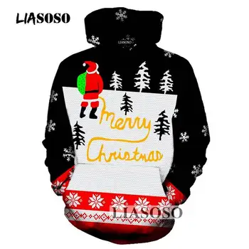 

Christmas Hoodies LIASOSO Autumn New Men Women Anime Sweatshirt 3D Print Santa Claus Funny Hip Hop Tops O Neck Pullover R4019