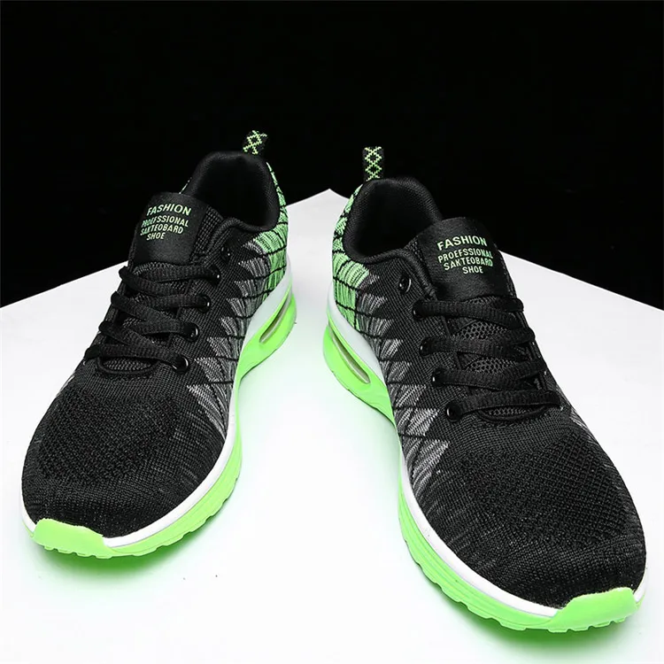 Hundunsnake/дышащая Женская теннисная обувь; сезон лето; черные кроссовки; женская спортивная обувь с воздушной подушкой; мужские кроссовки с сеткой; зеленые G-24