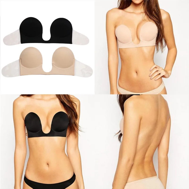 Strapless Backless Sticky Backless Bra Push Up Silicone Gel Invisible Bra U Shape Self-adhesive Stick On