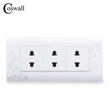 COSWALL универсальный штекер простой стиль настенная электрическая розетка 2 отверстия+ 2 отверстия+ 2 отверстия розетка с защитой от детей