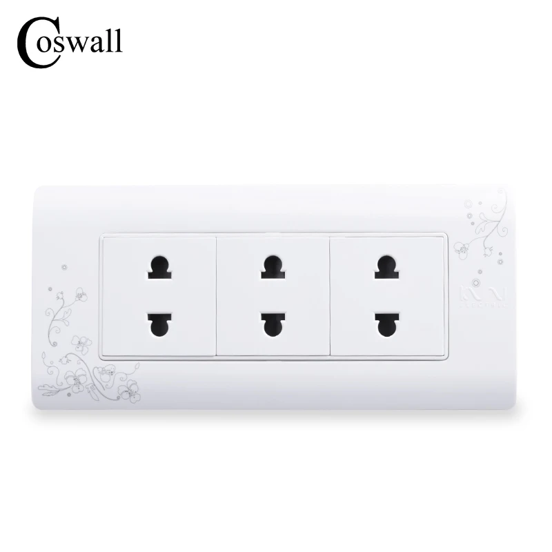 

COSWALL Universal Plug Simple Style Wall Electrical Socket 2 Hole + 2 Hole + 2 Hole Power Outlet With Child Protective Door