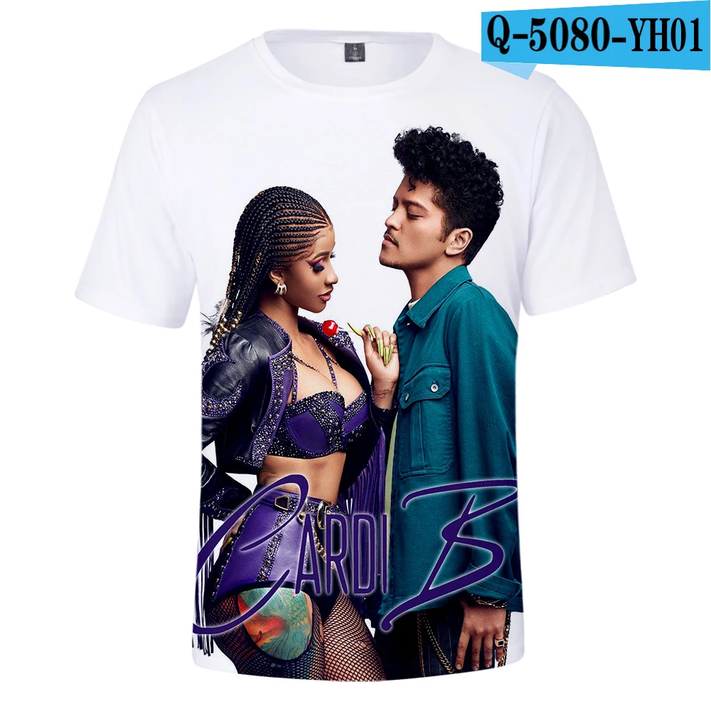 LUCKYFRIDAYF Забавные милые 3d футболки Rapper Cardi B Модные мужские и женские футболки Топы с коротким рукавом 3D футболки толстовки - Цвет: 18