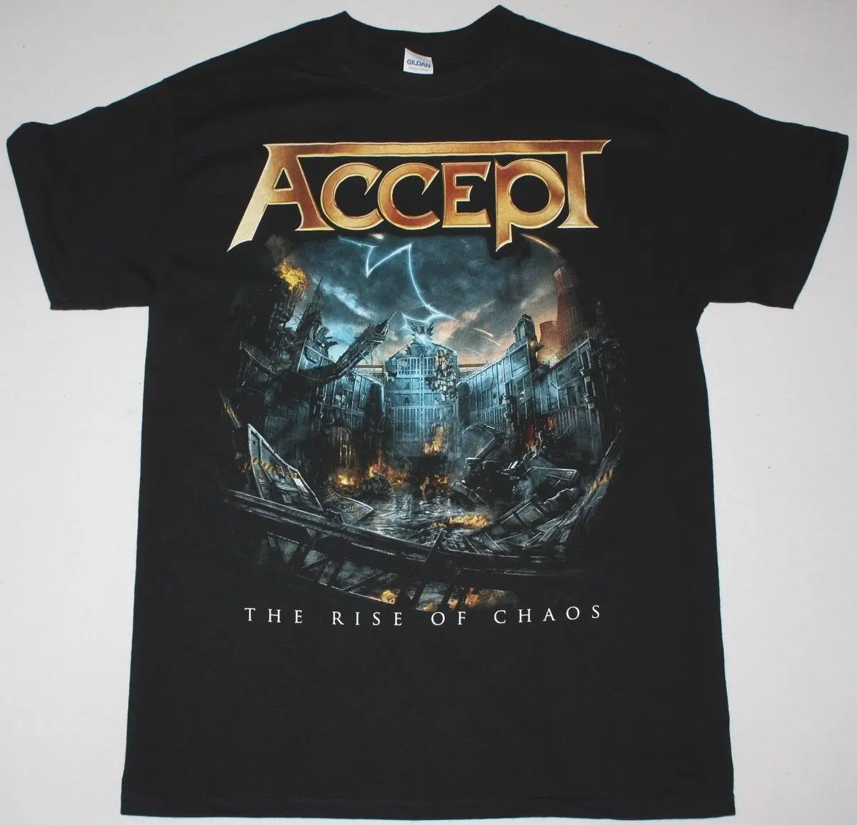 

ACCEPT THE RISE OF CHAOS BLACK T SHIRT HEAVY METAL U.D.O. JUDAS PRIEST SAXON