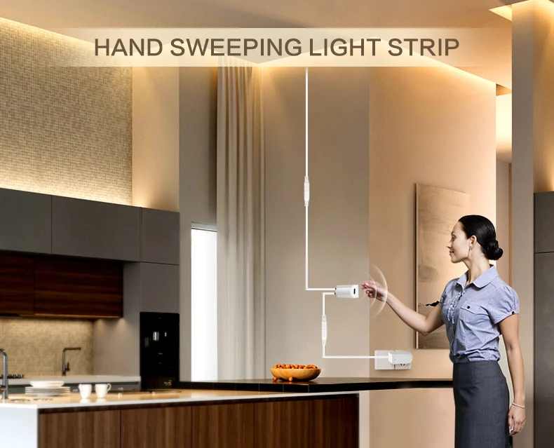 Ручной подметальный светодиодный светильник 12 в ручной волновой сенсор светодиодный светильник для кухни под шкафом светодиодный светильник лента ЕС США источник питания Светодиодная лента