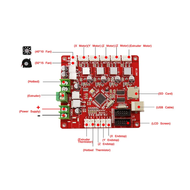 Материнская плата для 3D принтеров Anet A6 E10 E12 + 12864 ЖК дисплей с умным контроллером