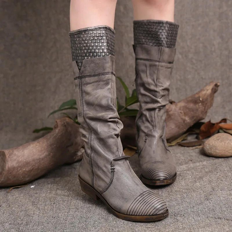 Fashion Women's Genuine Leather Boots New 2016 Autumn Boots Female for Women Shoes Luxury Brand Grey Flat  Designer Sexy Booties