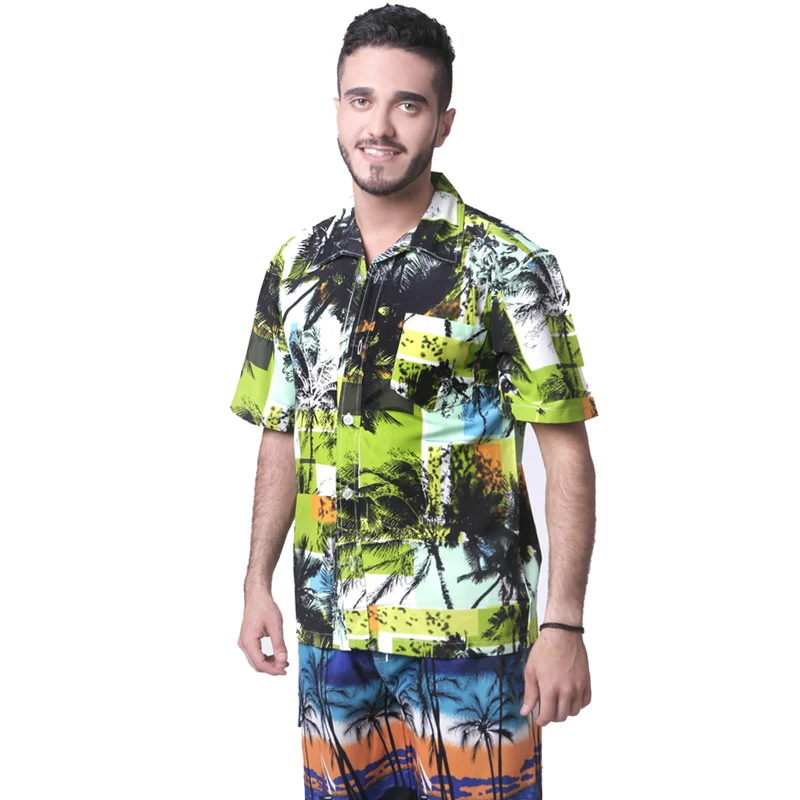 2019 new summer men short sleeve beach shirts coconut tree design casual L-4XL drop shipping ABZ282 | Мужская одежда