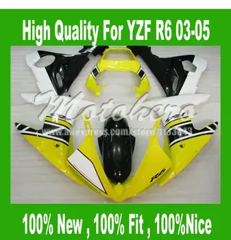 

Yellow black white YZF R6 ABS fairing for Yamaha YZFR6 2003 2004 2005 YZF-R6 YZF R6 03 04 05 motorcycle fairing parts #S7H37