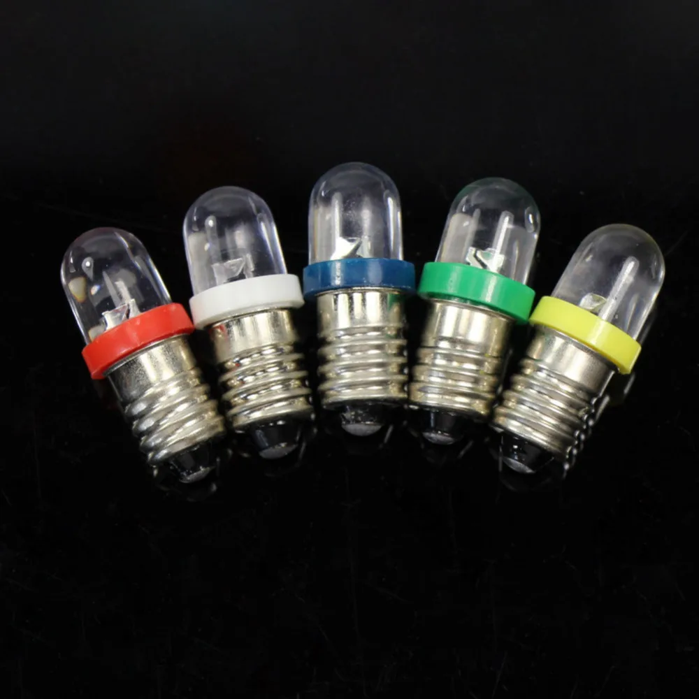 Tornillo E1001 20 piezas E10, 10mm, 12V-16V, Bombilla Led para LIONE T10, rojo/amarillo/azul/Verde/blanco a elegir