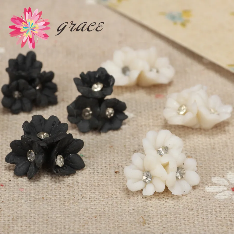 

20pc/lot 13mm PolymerClay Red White Flower Rose Bead Diy Bridal Hair Accessory Dress Necklace Creative Handcraft Making Material