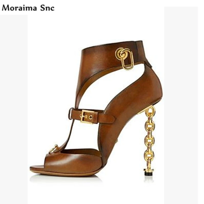 

Newest 2018 sandals summer metal decoration women sandals cover heel fretwork strange style platform open toe party ladies shoes