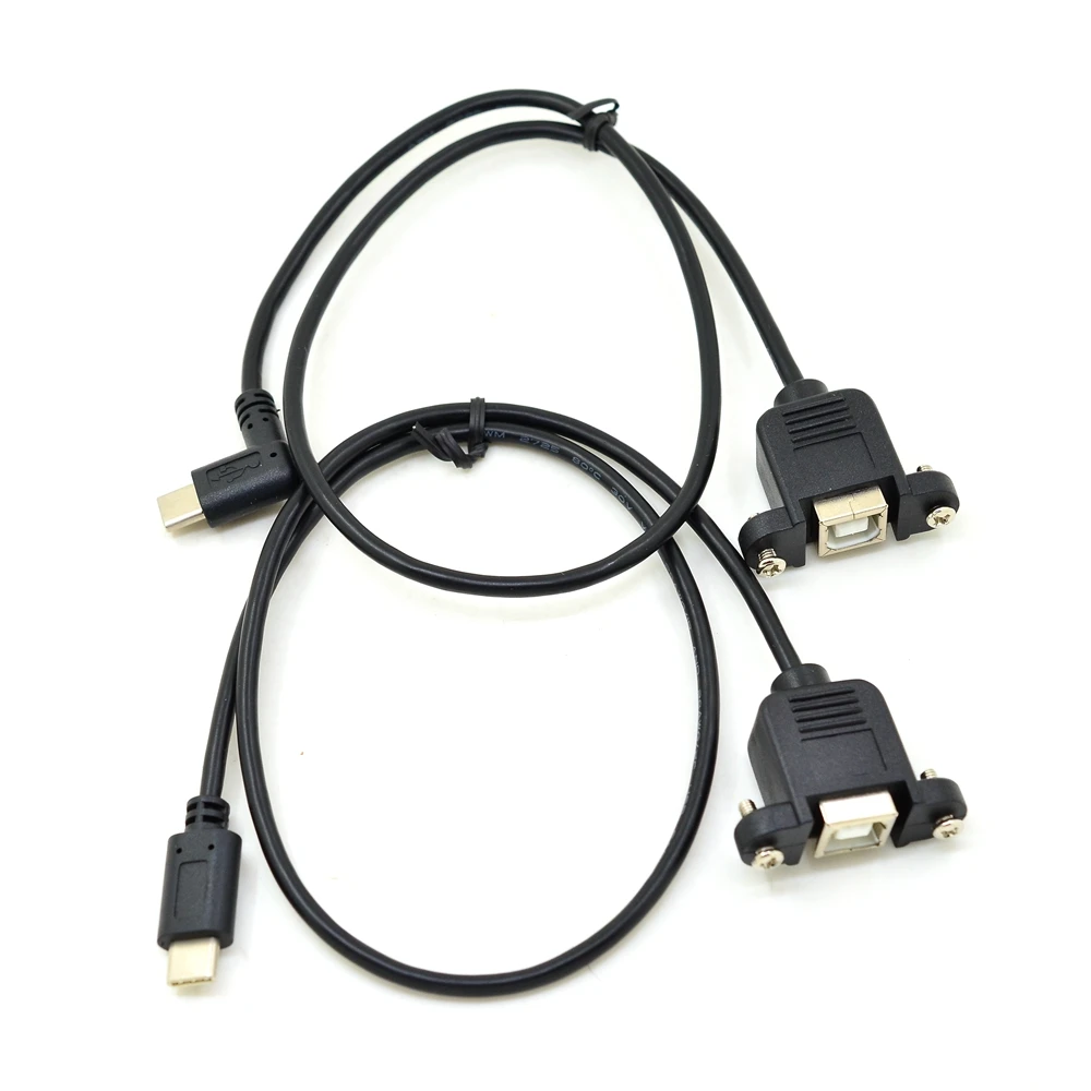 Кабель с прямым углом 0 5 м USB 3 1 Type C папа на 2 B Тип мама для монтажа панели 50 см