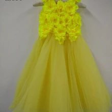 ILUSY/Желтые Платья с цветочным узором для девочек детское платье без рукавов с круглым вырезом и цветами