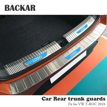 

BACKAR 1pc Auto Car Rear Trunk Bumper Stickers For Volkswagen T-Roc 2017 2018 VW Accessories Trunk Door Trim Anti Collision