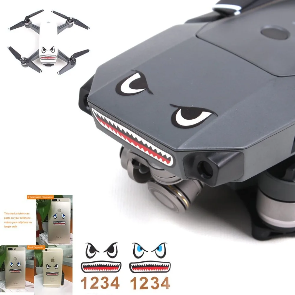

2pcs 3M Stickers Shark Face Decals Skin DIY Accessory for DJI MAVIC 2 PRO ,MAVIC 2 Zoom,Mavic Pro,Mavic AIR and DJI Spark,