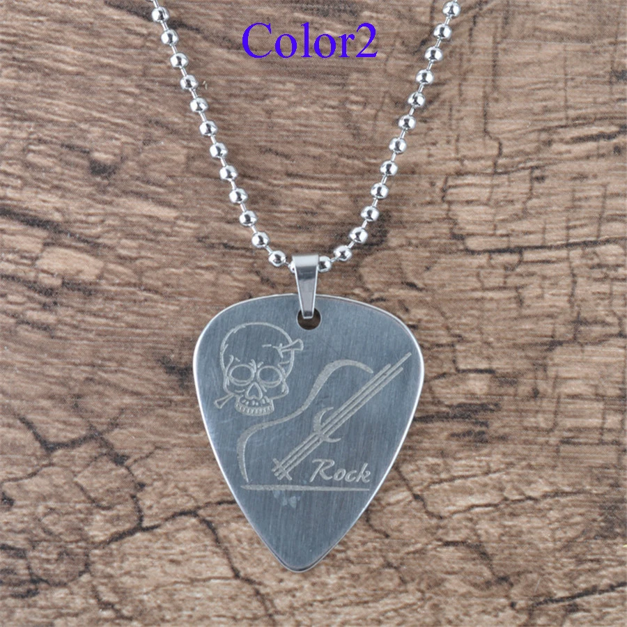 1.2mm Fashion Cool Metal Necklace Guitar Pick For Acoustic Classic Electric Guitar Alloy Music Picks Plectrum (3)