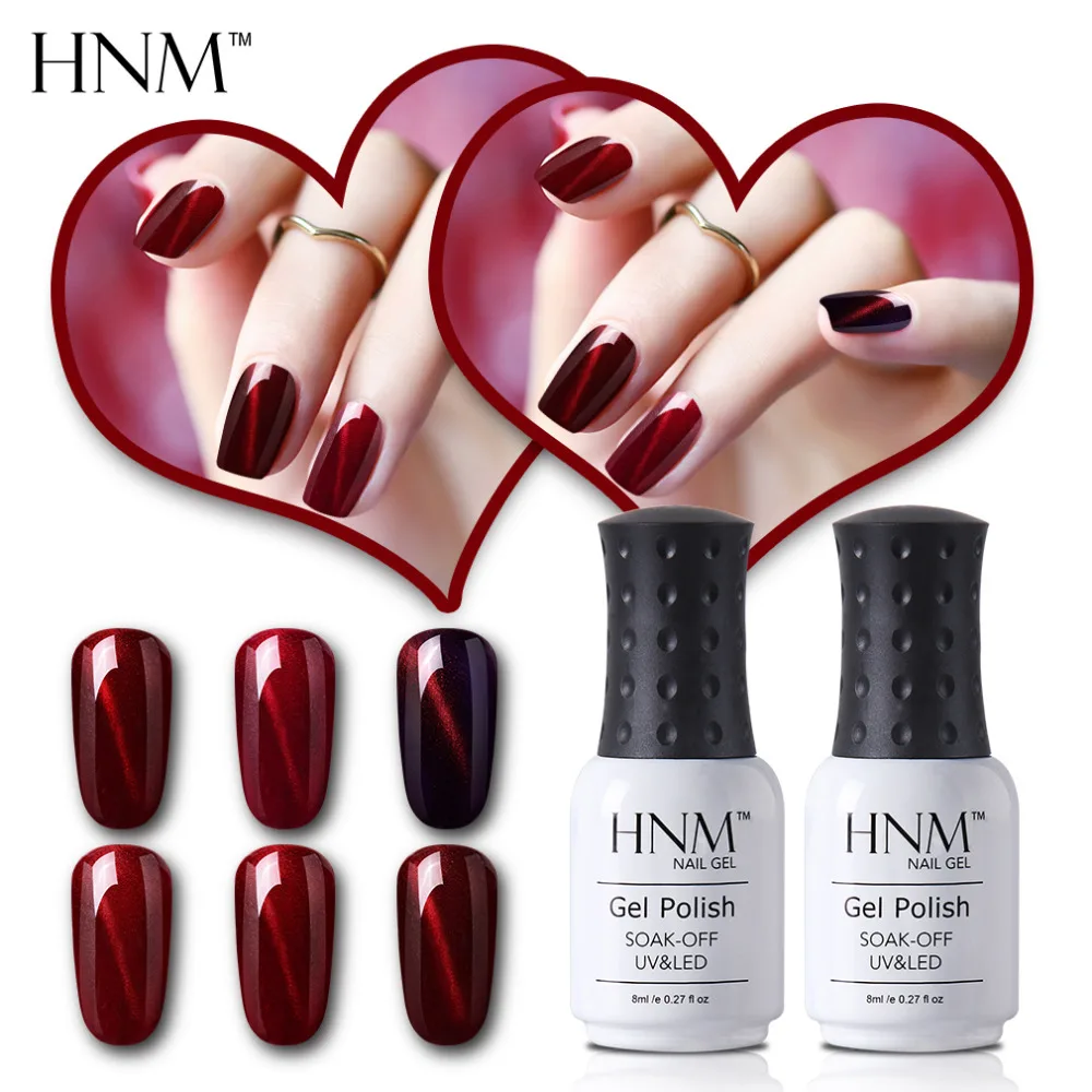 

HNM Newest Nail Glue 8ML Cat Eye Hybrid Varnish Top Base Primer Soak Off Semi Permanent UV LED Nail Polish Vernis a Ongle Ink