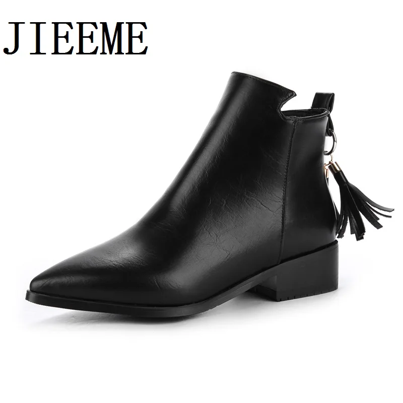

2018 New arrival Microfiber Green Black Pointed Toe Zip Low heels Square heels Ankle Women Boots Big size