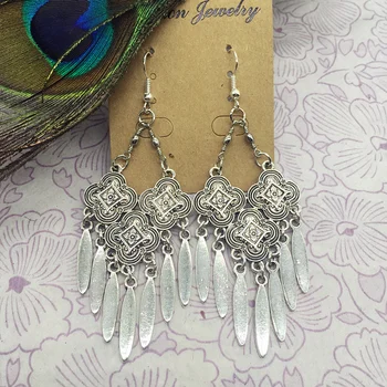 

Yunnan flower seedlings show hidden Tibetan silver earrings earrings ethnic style free shipping