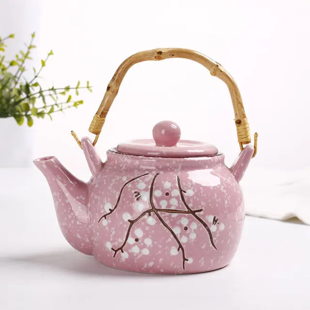 Japanese Cherry Blossom Teapots Handmade Tea Pot Water Kettle Afternoon Tea Kettle Ceramic Japan