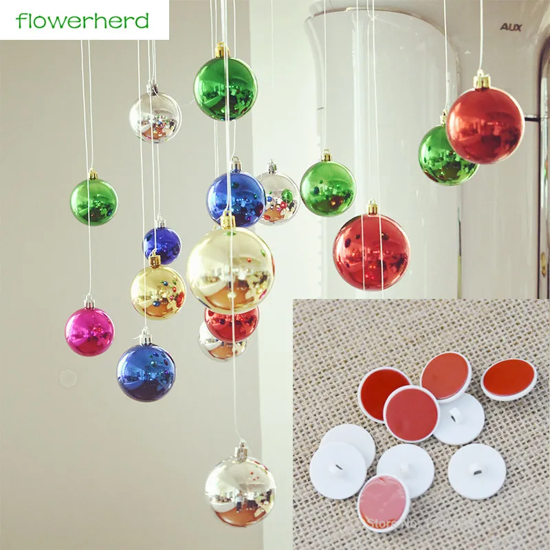 Us 2 97 15 Off 10 20pcs Christmas Ball Hanging Tool Ceiling Stick Hook Christmas Decorating Tools Party Supply Fishing Line Transparent Thread In