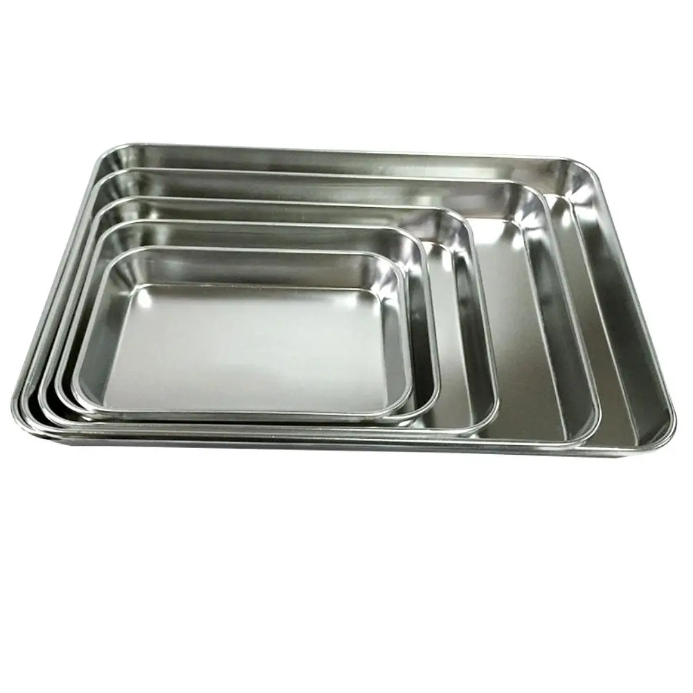 WEZVIX plaque de cuisson en acier inoxydable lavable au lave-vaisselle 31.5 x 25 x 2.5 cm / 40 x 30 x 2.5 cm plaque à pâtisserie rectangulaire plat à rôtir antiadhésif et facile à nettoyer