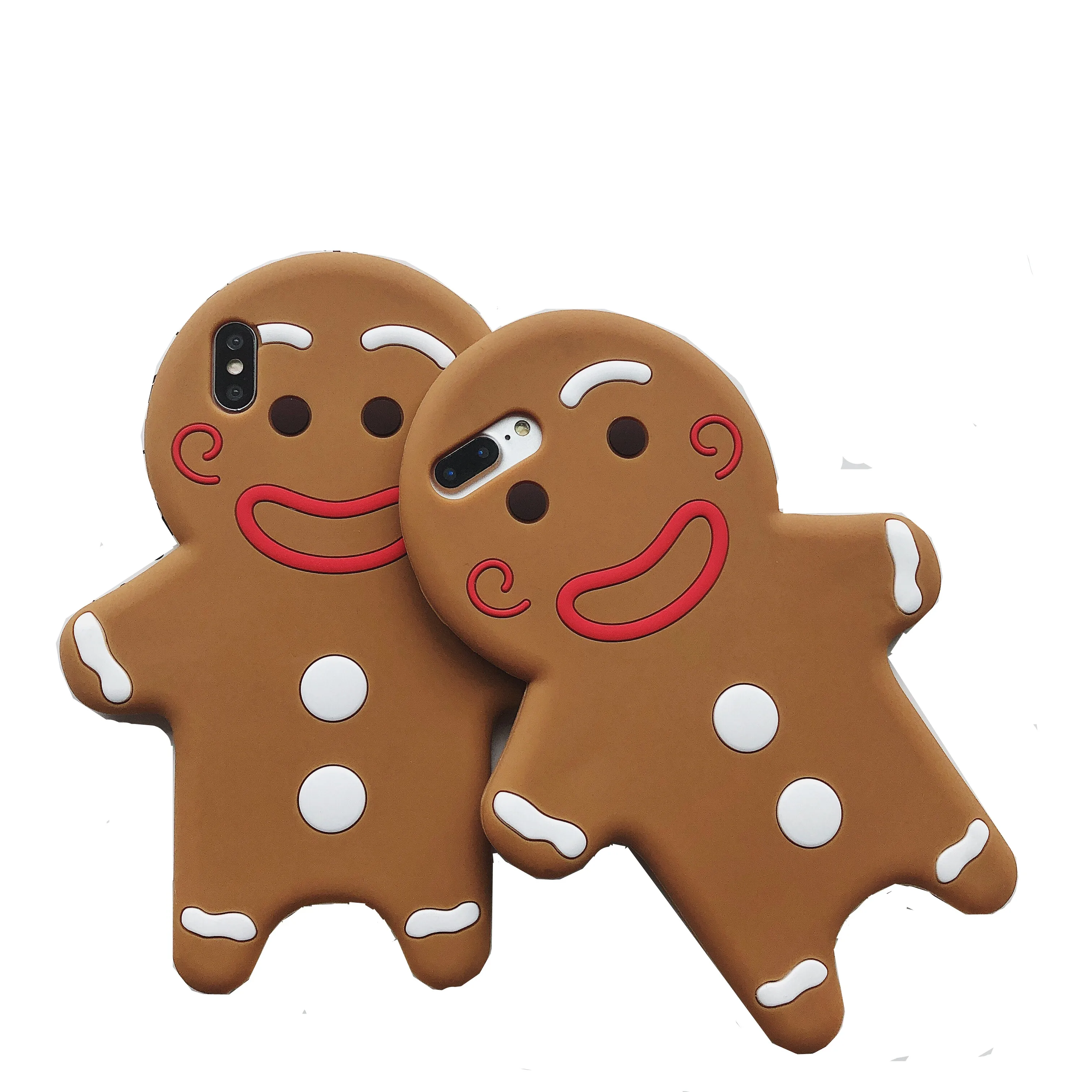 

Cute Gingerbread Man Silicone Soft Cover for iPhone 8 7 6 6s Plus X Xs Max XR Case Fashion Shell