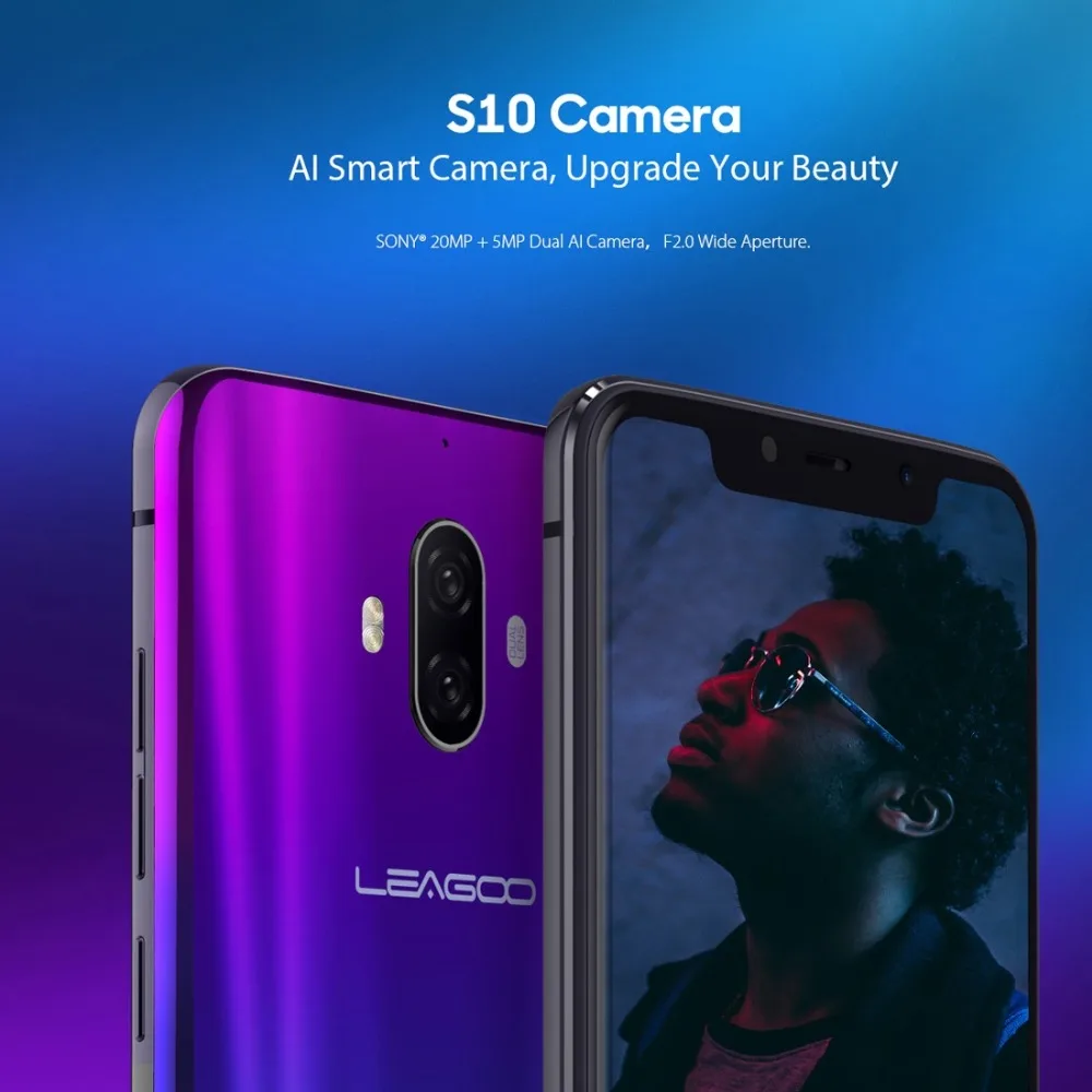 LEAGOO S10 P60 6 ГБ 128 ГБ 6,2" 19:9 u-образной телефон 20.0MP 4050 мАч 9 В/2 а разблокировка отпечатков пальцев Android 8,1 Глобальный 4G смартфон