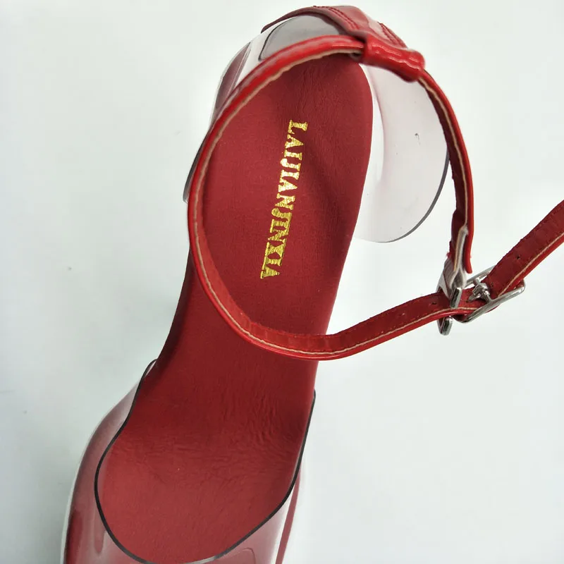 LAIJIANJINXIA/новые стильные гладиаторы на платформе Для женщин с открытым носком 20 см на высоком каблуке обувь с украшением в виде кристаллов на