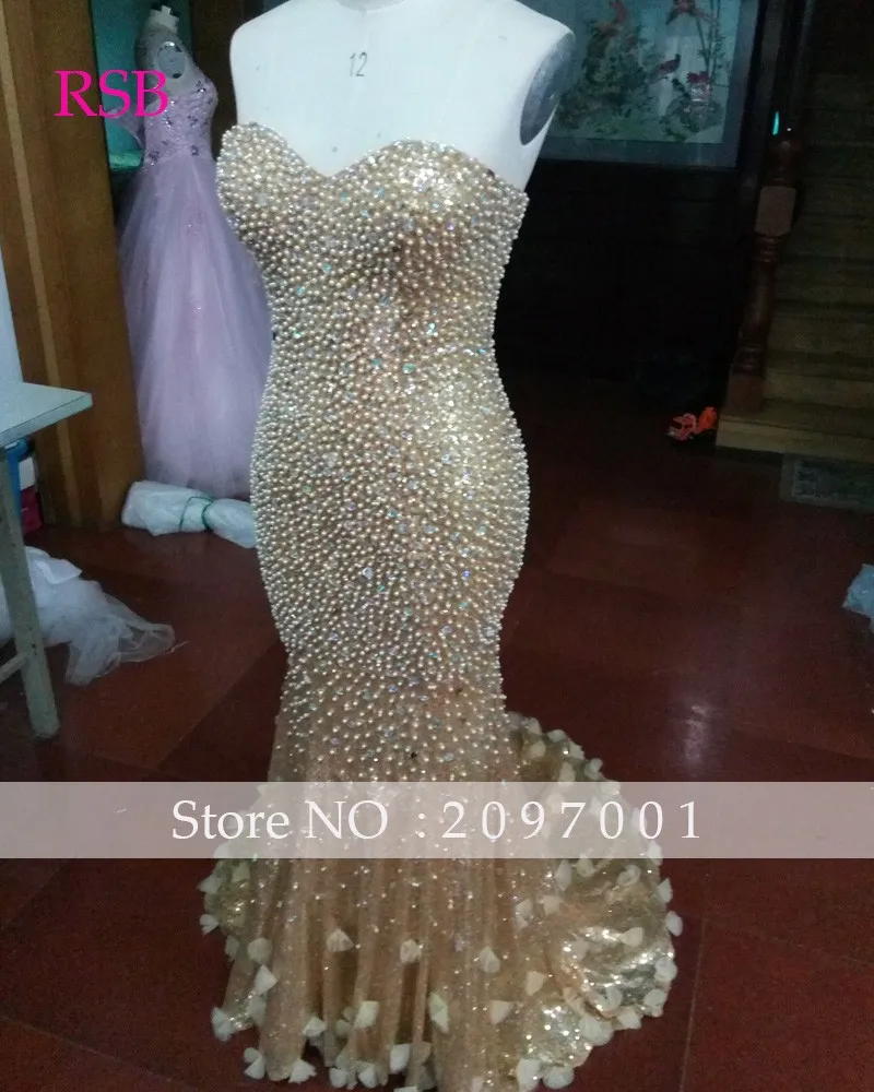 Bling Bling nuevo vestido de noche largo piso longitud de la sirena que rebordea lentejuelas Sleeveless Sweetheart Prom Dress (2)