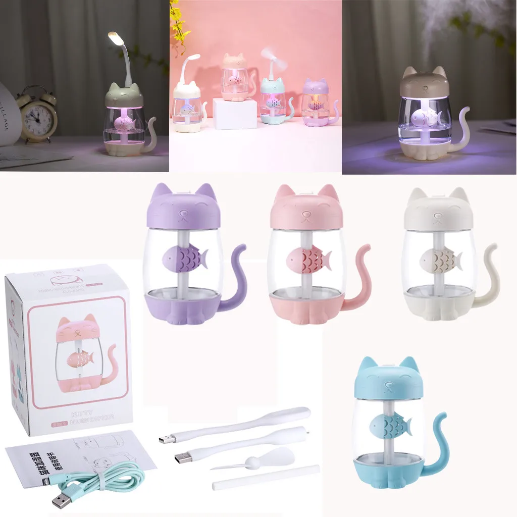

Summer Cute Cat Essential Oil Diffuser LED Aromatherapy Humidifier With USB inte Aromatherapy cool mist maker for home