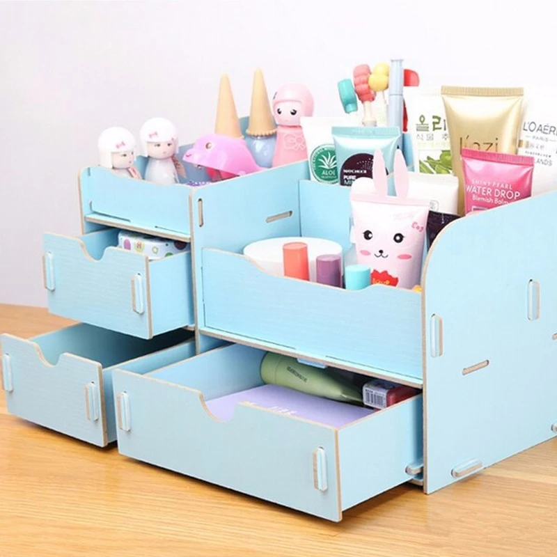المجوهرات تخزين منظم سطح المكتب المكياج درج تخزين 2 طبقات DIY خشبية صندوق تخزين مع التجميل القرطاسية تخزين الرف المجوهرات تخزين منظم سطح المكتب المكياج درج تخزين 2 طبقات DIY خشبية صندوق تخزين مع التجميل القرطاسية تخزين الرف