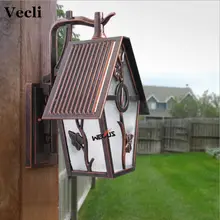 Алюминиевый и акриловый Европейский стиль ретро светодиодный настенный светильник Наружное освещение Вилла балкон садовые лампы лампа Водонепроницаемая лампа