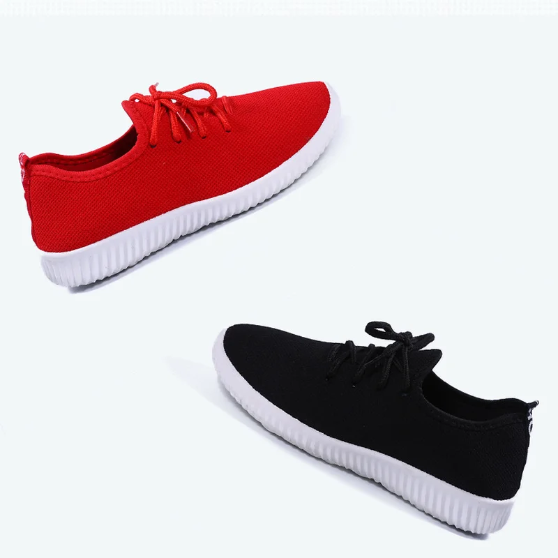 

plus size breathable air mesh sneakers women 2019 spring summer slip on platform knitting flats soft walking shoes woman