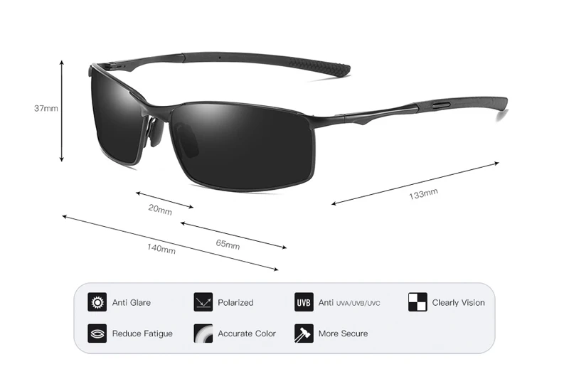 Rectangular Sunglasses Polarized Men detail (2)