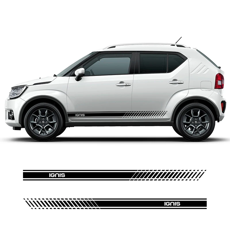 

2 PCS Vinyl Ignis Car Styling Side Stripes Skirt Sticker Vehicle Auto Decals Stripe Wraps Body Graphics For SUZUKI