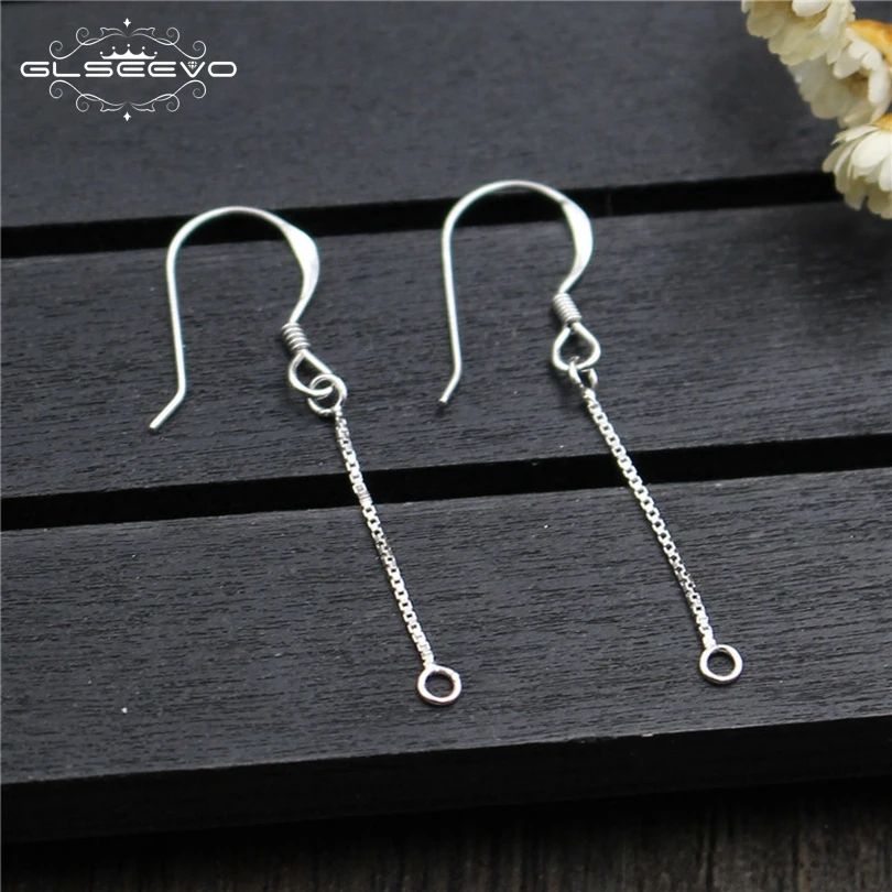 

5pair 925 silver Earring Hook With Chain Clip Earrings accessories DIY earring hook, pure silver earrings findings XA0358