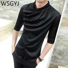 Летняя рубашка в готическом стиле с рюшами, дизайнерская рубашка с воротником, черно-белая Корейская мужская модная одежда, вечерние рубашки для выпускного вечера