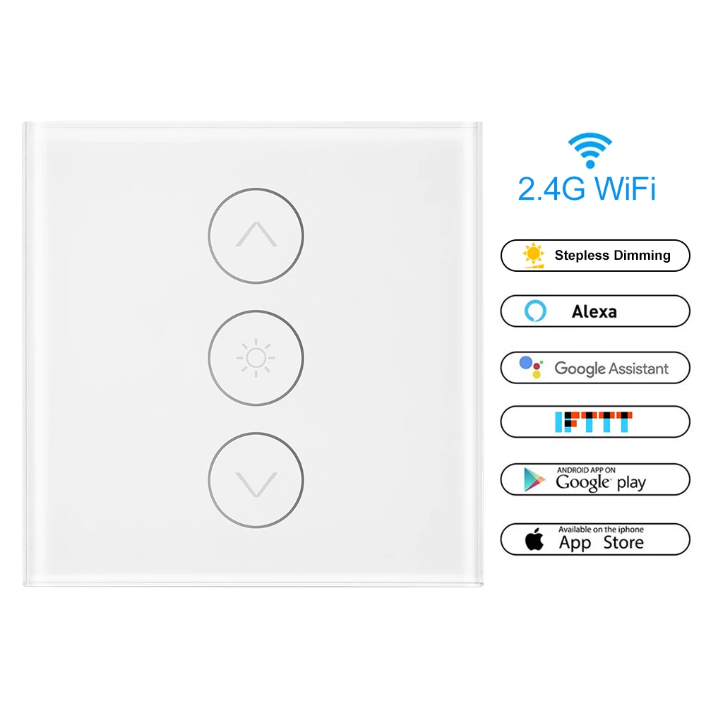 WiFi выключатель света плавное затемнение Сенсорная панель диммер работа с Alexa Google