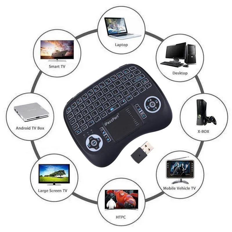 

Backlight Wireless Mini Keyboard Backlit English Russian Spanish 2.4GHz Keyboard Air Mouse with battery Touchpad for Android box