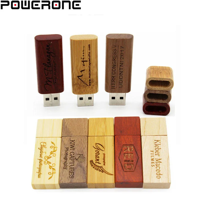 

POWERONE (10 PCS free LOGO) Wooden memory Stick bamboo wood usb flash drive pen drive pendrive 8gb 16gb 32GB 64GB wedding gift