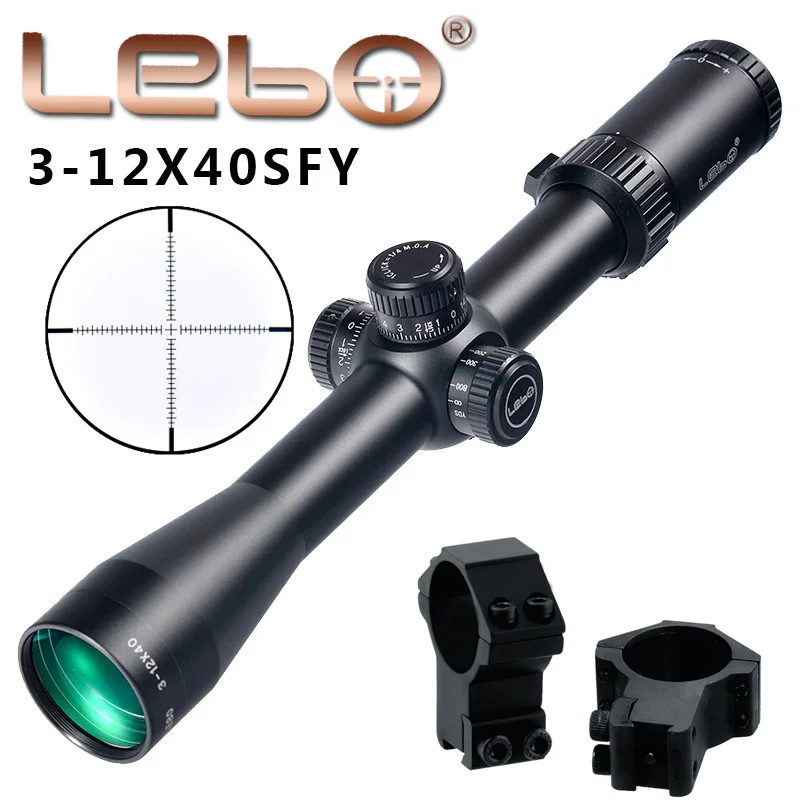 LEBO BJ 3-12X40 SFY первая фокальная плоскость винтовки прицелы Боковая регулировка параллакса стекло Выгравированный охотничий прицел Тактический стрелковый прицел - Цвет: with Dovetail Rings