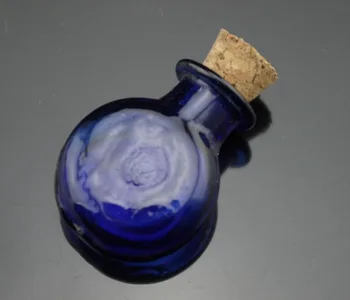 

5pcs Round Shaped Royal Blue Mini Glass Bottle Vial with Cork Stopper and hook