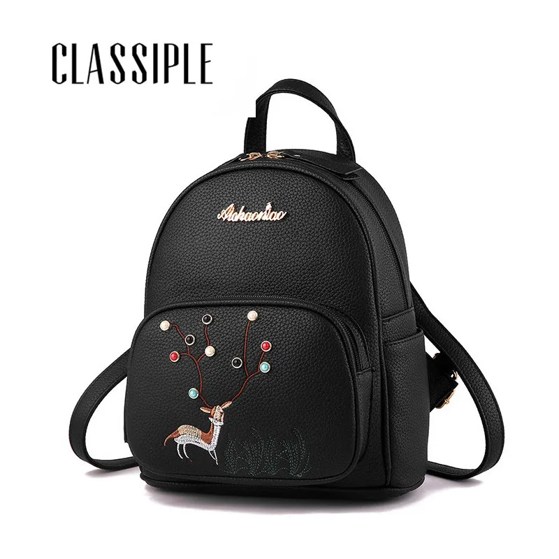 www.neverfullmm.com : Buy Ladies Backpacks Leather Small Black Embroidery Students Backpack Cute ...