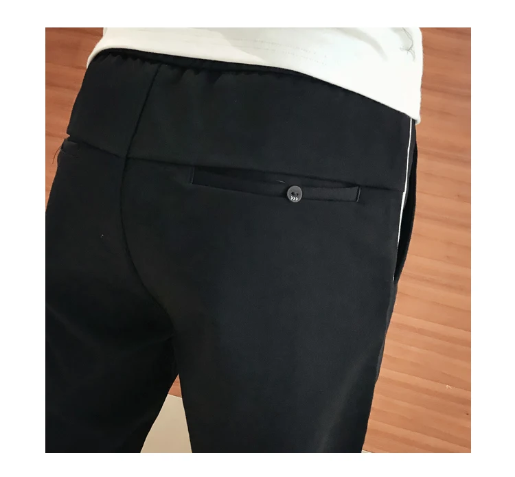 Группа Новый корейский Для мужчин брюки Мода 2018 Pantalon Homme Повседневное Slim Fit Хип-хоп штаны-шаровары с принтом ботильоны Длина черные брюки