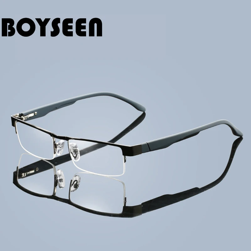 

BOYSEEN Men Titanium alloy Reading Glasses Non spherical 12 Layer Coated lenses Retro Business Hyperopia Prescription Eyeglasses