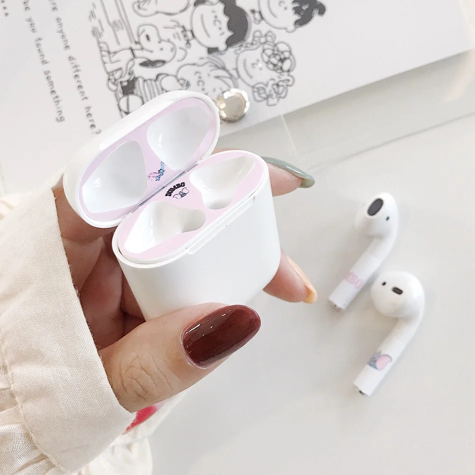 Для AirPods чехол 3D милый мультяшный слон инопланетянин чехол для наушников s для Apple Airpods 2 забавная Защитная крышка с кольцом на палец - Цвет: Dust Sticker B9