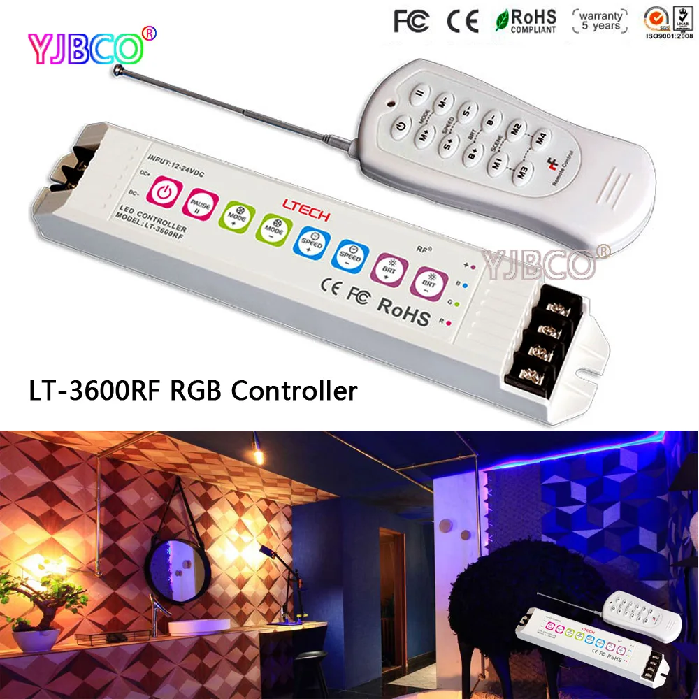 

LTECH Multi function LT-3600RF led RGB Controller(Common Anode) MAX18A input for RGB LED Strip light module,DC12V-24V
